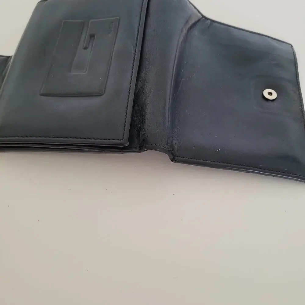 GUCCI G‎ Logo Leather Card Bil Wallet Medium 90s Bifold Black Vintage Tom Ford